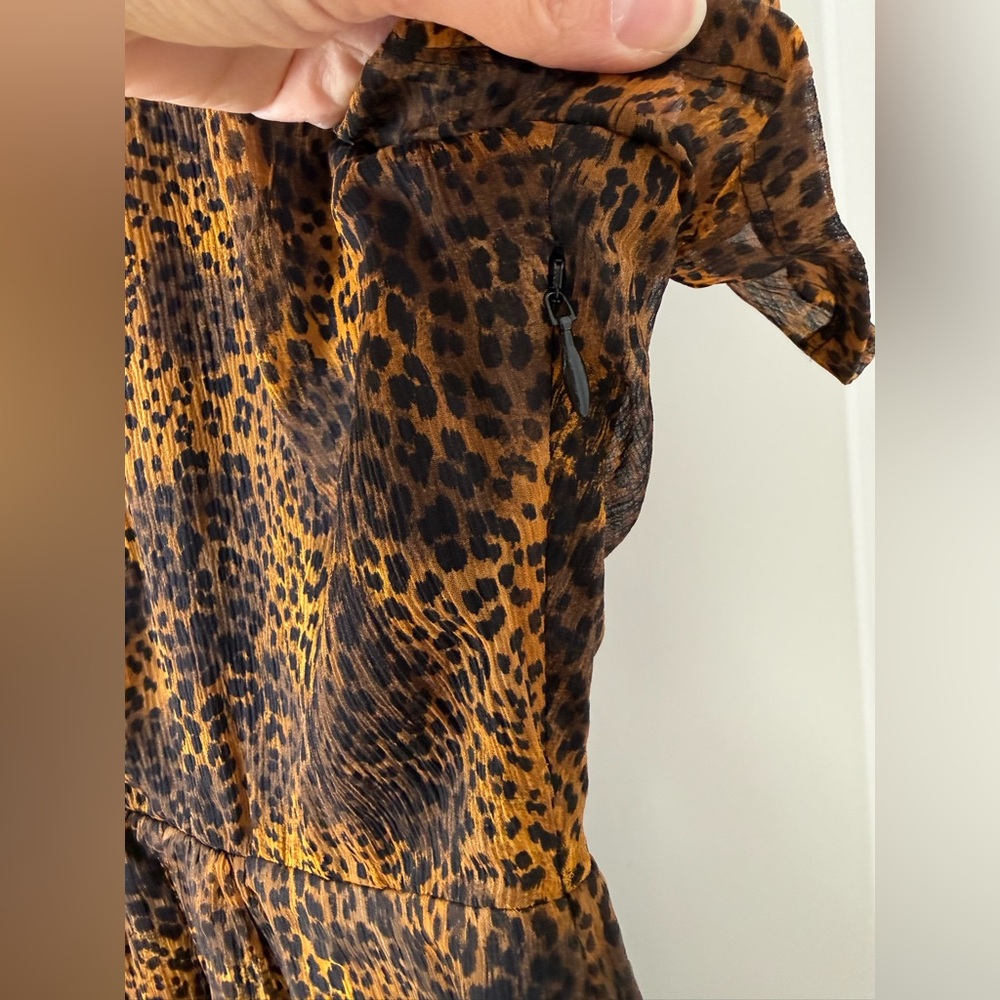 Burberry Brit Silk Cap Sleeve Dark Leopard Print Blouse Sz M - Picture 7 of 12
